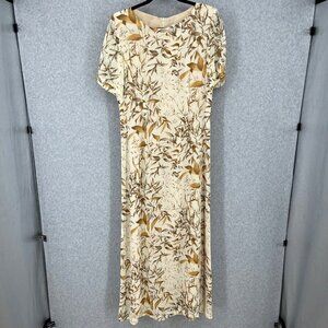 Doncaster VTG Floral Maxi Dress Size 6 Neutral Tan Made in Italy European Summer